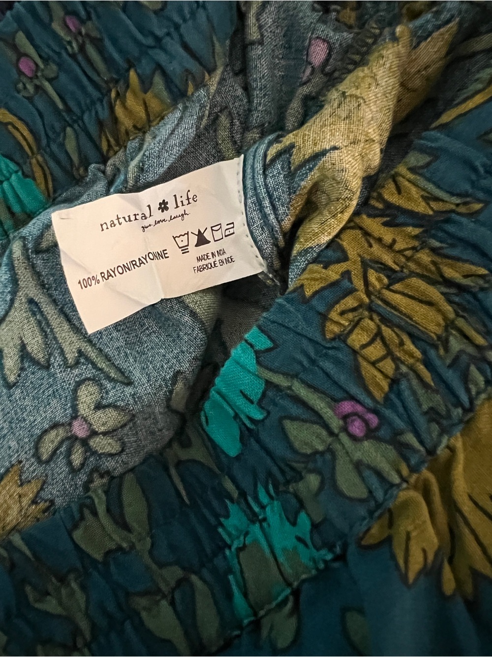 NATURAL LIFE Teal & Olive Floral High-Waist Women’s Shorts - Picture 6 of 8